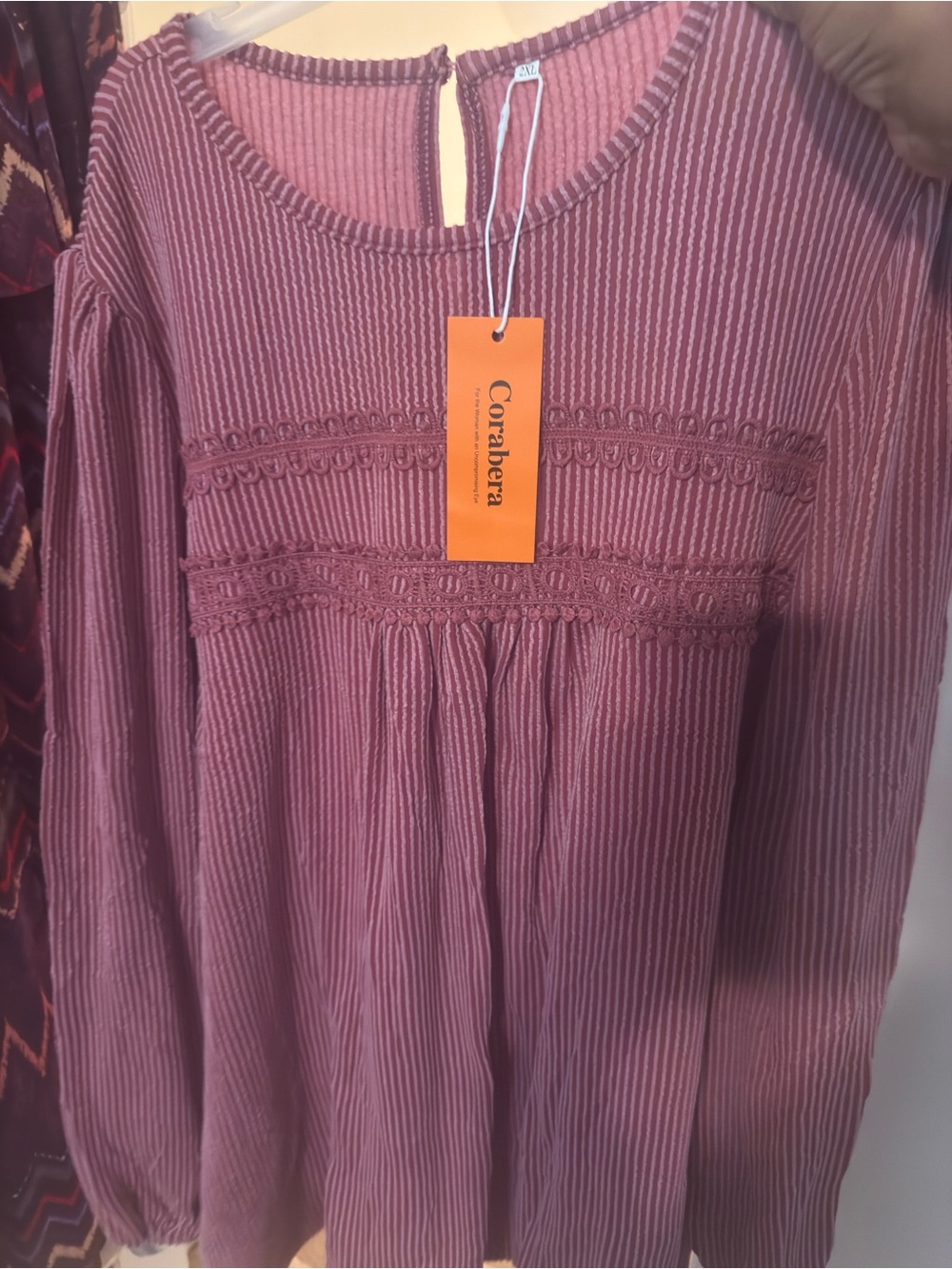 Women's Mauve Striped Tunic Top